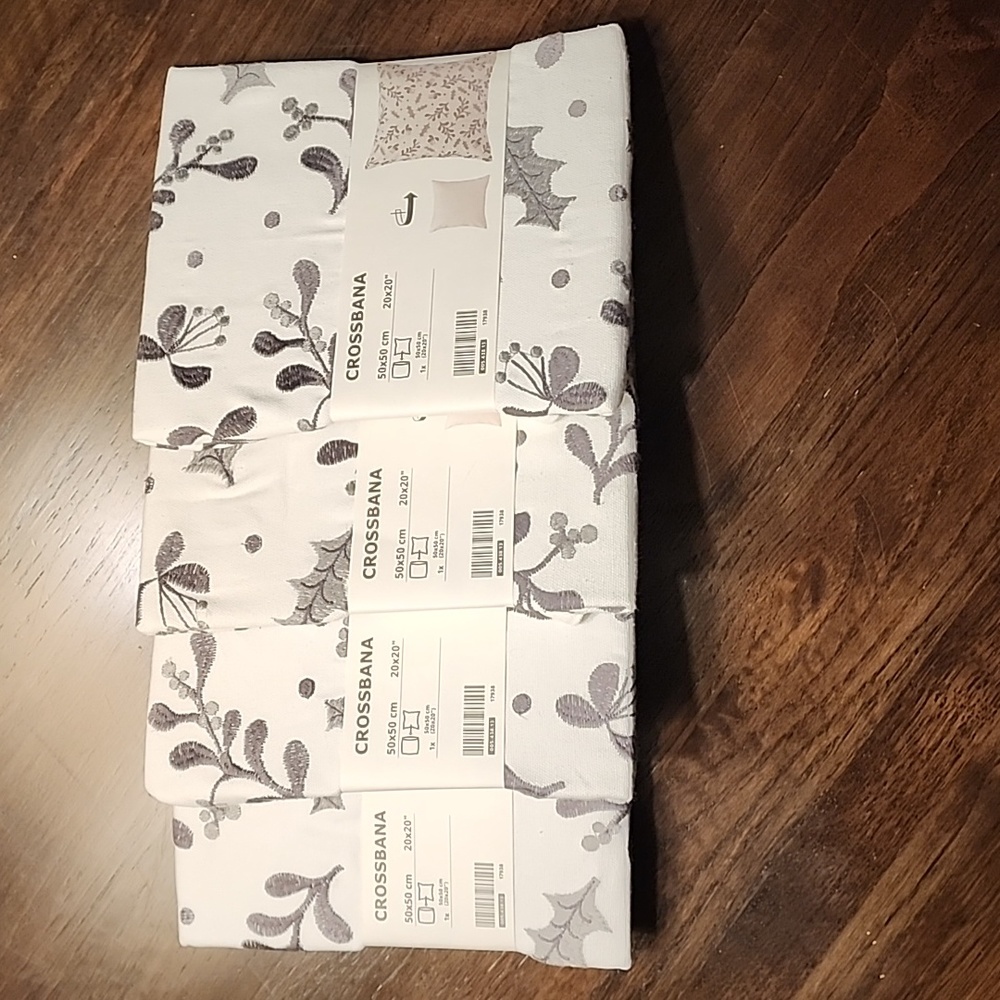 Ikea 4 Pillow Covers Crossbana 20"x20" Botanical Pattern